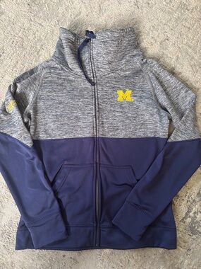 Pro Edge Kids' Navy & Gray Full-Zip Jacket with Yellow 'M' Patch 14/16 size